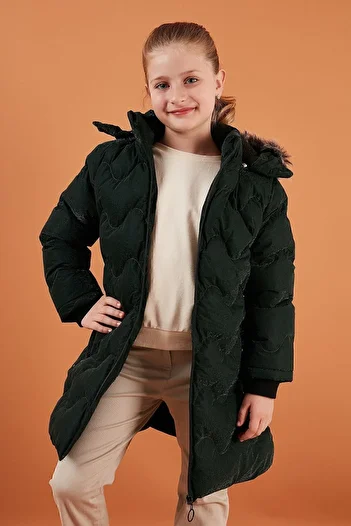 Lela Plush Lined Faux Fur Collar Removable Hooded Winter Coat Girls' Coat 5761905