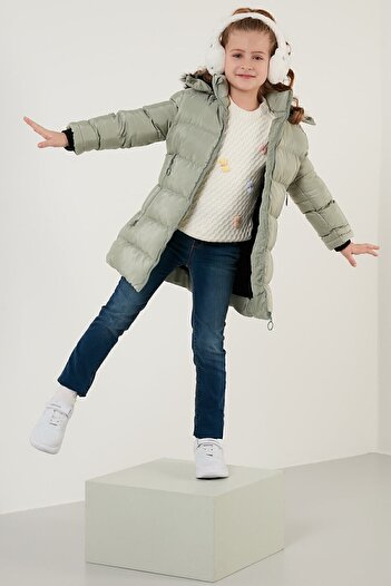 Lela Plush Lined Faux Fur Collar Removable Hooded Winter Girl's Coat 5766038
