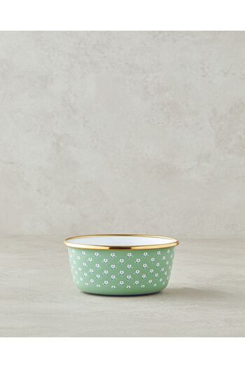 English Home Green Retro Floral Enamel Bowl - 12 cm