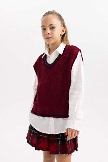 DeFacto V-Neck Girl's Sweater - A2296A823Wn