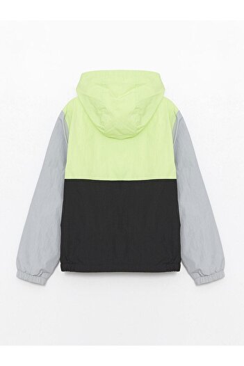 LC Waikiki Boy's Raincoat - Pistachio Green, Hooded, Color Block