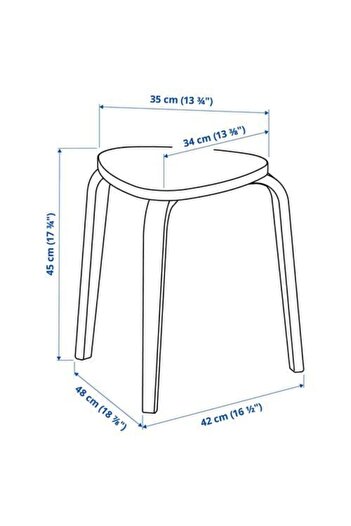 IKEA Natürel Renk Tabure 42x48x45 Cm Huş Ağacı Tabure-sandalye Tekli