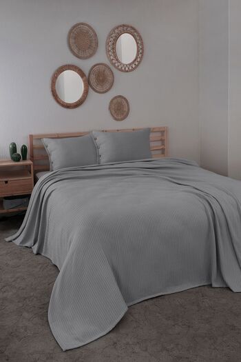 MEYN COLLECTİON Double - Multi-Purpose Pique Bedspread and Pillowcase Set
