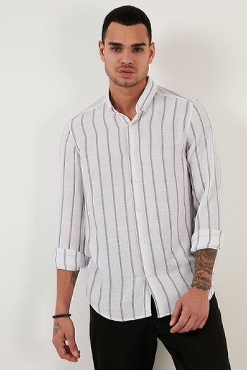 Buratti Cotton Striped Regular Fit Button Collar Shirt Men's Shirt Cf21s112480