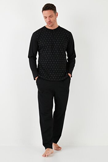 Buratti Cotton Elastic Waist Regular Fit Long Sleeve Pajama Set Men's Pajama Set6572008