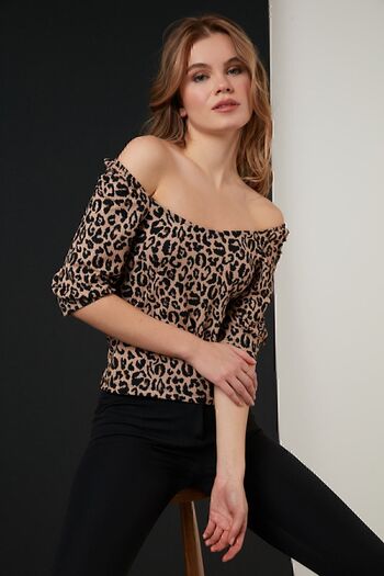 Lela Three Quarter Sleeve Wide Collar Blouse Women's Blouse 5864016