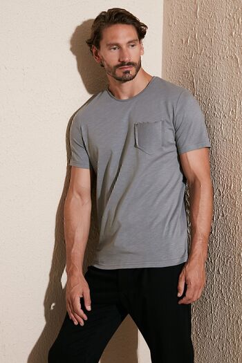 Buratti 100% Cotton Slim Fit Crew Neck Pocket T Shirt Men's T Shirt 5902000
