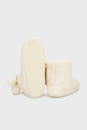 Lela Yumuşak Dokulu Peluş Ponponlu Panduf  PANDUF 6722003