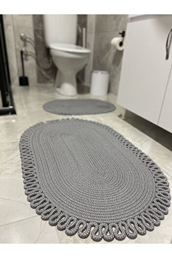 Halımax Milda Jute 2-Piece Bath Mat Double-Sided Non-Slip Washable Bath Mat Set 40x60cm & 50x80cm