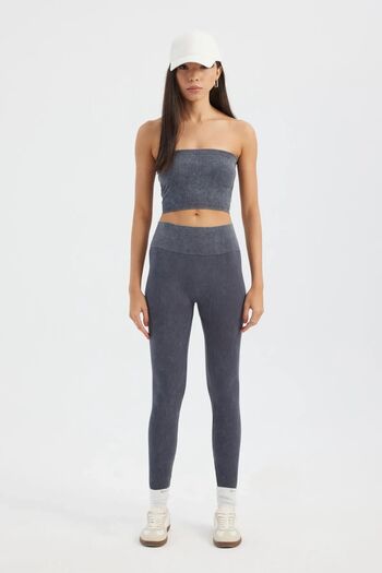 Hiccup Strapless Corded Crop Top - Acid Wash