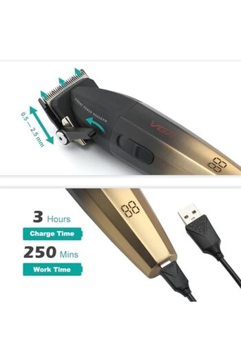 VGR Saç Kesme Profesyonel Saç Düzeltici Kesme Akülü Saç Kesme Makinesi 9000rpm V-003 Sarı
