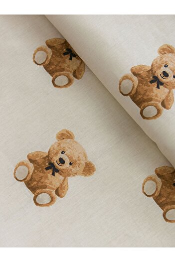 LC Waikiki Ekru Ayıcık Teddy Baskılı Bebek Nevresim Takımı %100 Pamuk 100x150