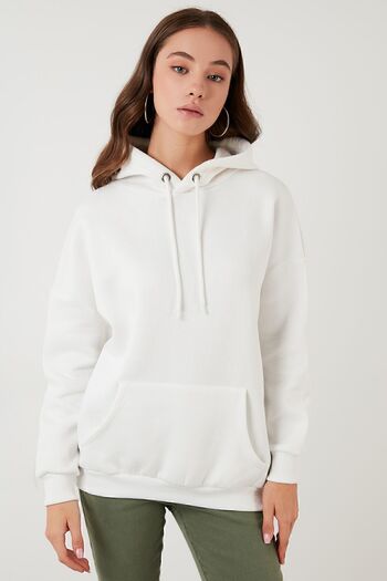 Lela Regular Fit Cotton Hooded Collar Rose Winter Sweat Sweat 5863854