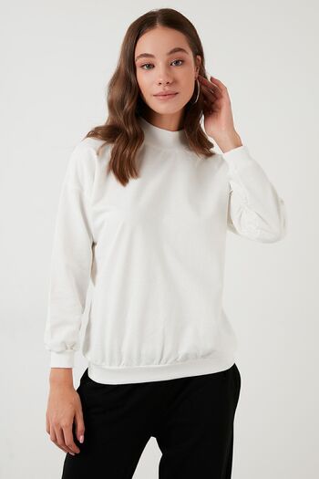 Lela Stand Collar Basic Cotton Knitted Sweat - 5863323
