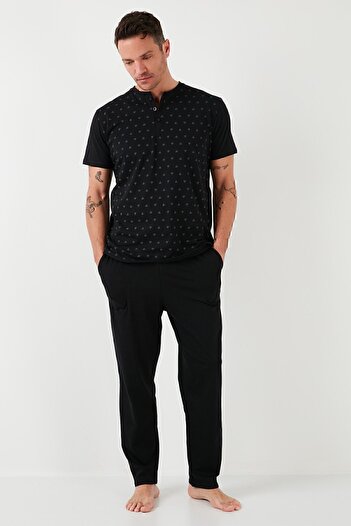 Buratti Cotton Elastic Waist Regular Fit Short Sleeve Pajama Set Men's Pajama Set6572009