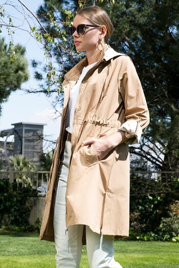 Lela Regular Fit Αφαιρούμενη κουκούλα Λεπτό Εποχιακό Παλτό 497sezen