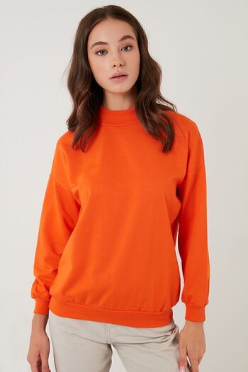 Lela Stand Collar Basic Cotton Knitted Sweat - 5863323