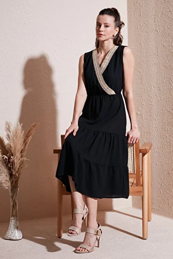 Lela Double Breasted Collar Regular Fit Midi Dress - DRESS6118103