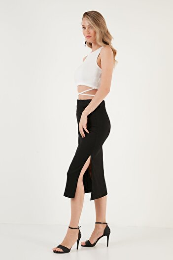 Lela High Waist Slit Slim Fit Midi Skirt SKIRT5865600