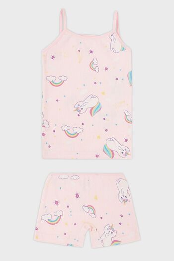 Lela Patterned 2-Piece Cotton Rope Strap Clothing Set for Girls -6651011