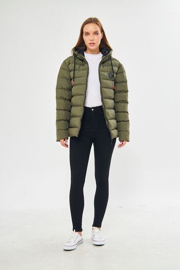 D1fference Women's Lined Windproof Hooded Puffer Jacket