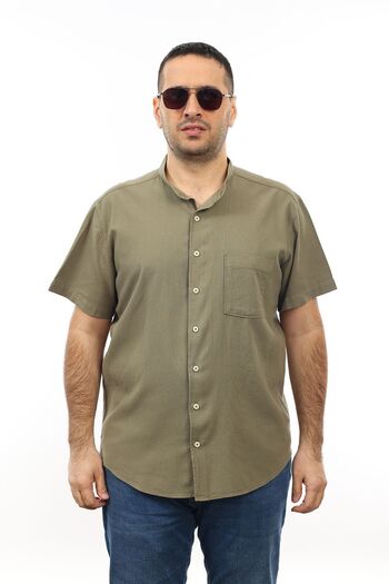 TOUSUS Men's Large Size Khaki Color Cotton Prevailing Collar Pocket Short Sleeve Shirt Kk-8013-tss