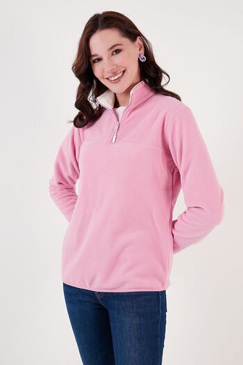 Lela Slim Fit Soft Textured Anti-pilling Anti-Pilling Half Zipper Women's Fleece 5907000