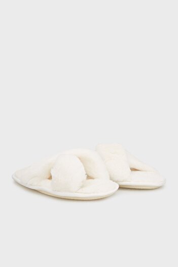 Lela Soft Textured Plush Cross Slippers - Slippers 6722001