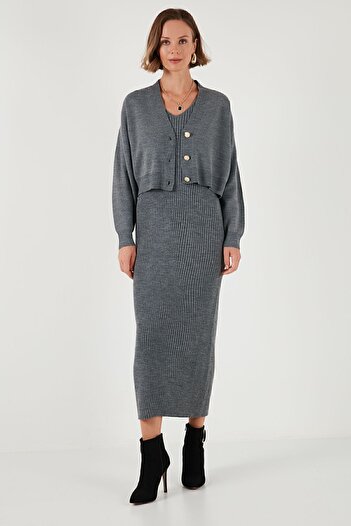 Lela Knitwear Crop CarDigan - V-neck, ButtoneD - CarDigan 4616170