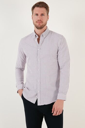 Buratti Patterned Cotton Blend Button Collar Long Sleeve Slim Fit Shirt Men's Shirt Cf23s7496