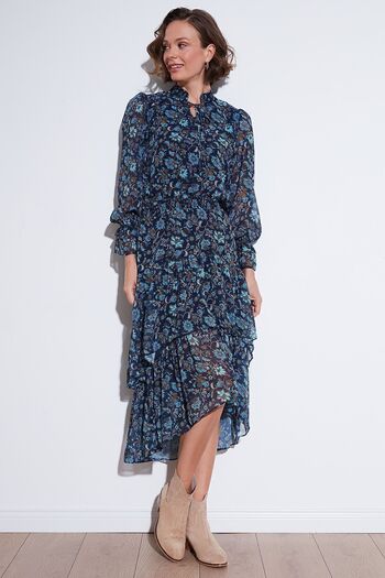 Lela Flounce Chiffon Midi Dress - Regular Fit, Halter Dress 611el1450