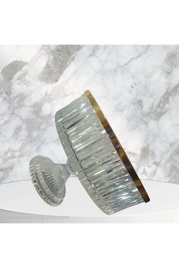 AYZ HOME Metal Ağızlı 25 cm Ayaklı Kesme Kristal Cam  Salata /Sunum Kasesi -Meyvelik