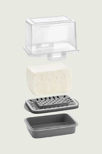 VİP AHMET 2 Pieces Vp-073 Ecem Cheese Container Cheese Storage Container Smoked 2 Pieces