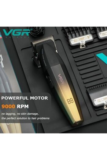 VGR Saç Kesme Profesyonel Saç Düzeltici Kesme Akülü Saç Kesme Makinesi 9000rpm V-003 Sarı