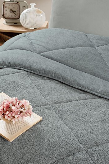 Kardelen Double Gray Wellsoft Quilt Double Sided 195 X 215