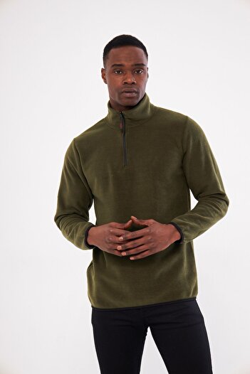 pandy Ανδρικό φούτερ Fleece Color Tactical - με μισό φερμουάρ και τσέπες