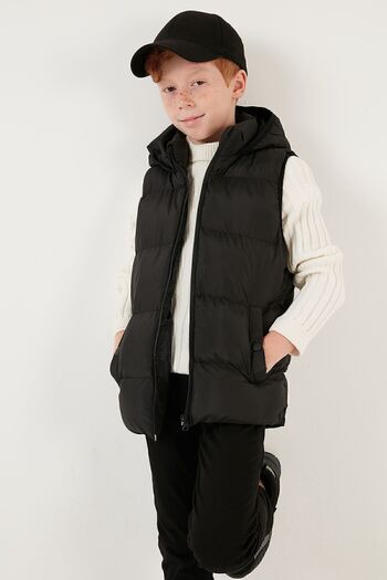Lela Zippered Hooded Pocket Puffer Vest Unisex Children'S VEST 5761983