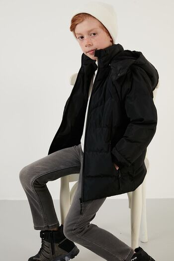 Lela Plush Lined Removable Hooded Winter Coat with Pockets Boys' Coat 5761587