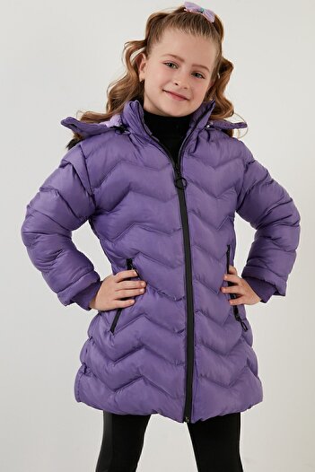 Lela Plush Lined Faux Fur Collar Removable Hooded Winter Girl's Coat 5766041
