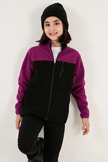 Lela Yumuşak Dokulu Fermuarlı Renk Bloklu Dik Yaka Cepli Polar Unisex Çocuk POLAR 5905001