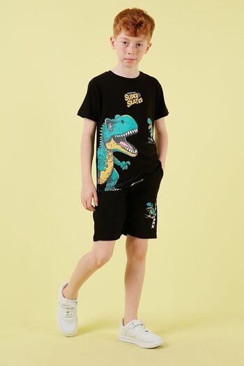 Lela Cotton Regular Fit Crew Neck Shorts Top and Bottom Set Boy's SET6212013