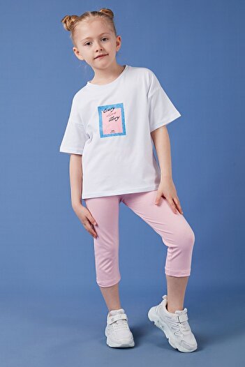 Lela Cotton Crew Neck Short Sleeve Tights Top and Bottom Set Girl's SET6212005