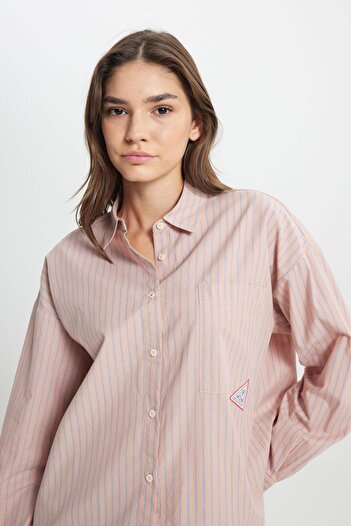 WRANGLER Loose Fit Rahat Kesim %100 Pamuk Bej Gömlek