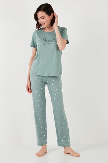 Lela Crew Neck Soft Textured Pajamas Set - PYJAMAS SET6097605