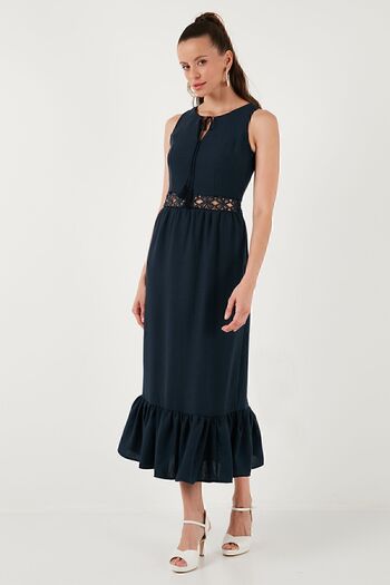Lela Flounce Detailed Regular Fit Sleeveless Midi Dress - DRESS 611EL574