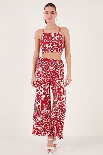 Lela Patterned High Waist Wide Leg Trousers PANTS5865681