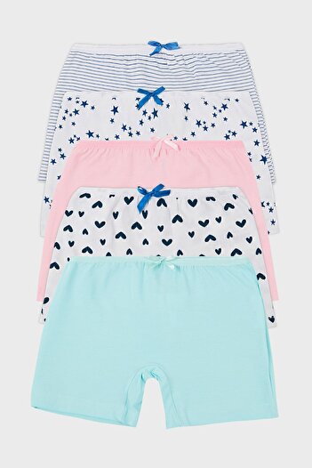 Lela Girl's Patterned Cotton 5-Piece Boxer Set - STAR6651008