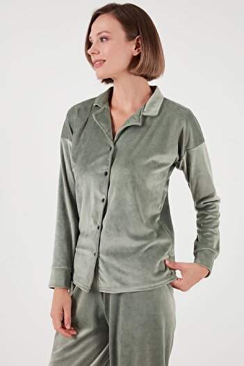 Lela Parlak Kadife Ribanalı Pijama Takımı  PİJAMA TAKIMI 6097110