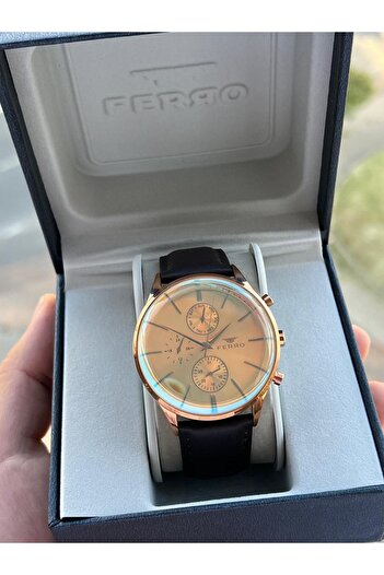 FERRO 3 Atm Water Resistant Leather Band Men's Wrist Watch - Interior Functions Active Efm11033.S