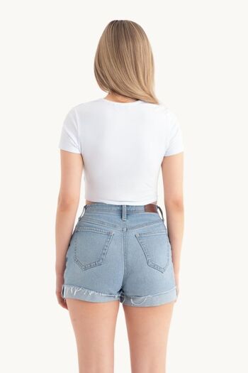 Hiccup V-Neck Short Sleeve Crop Top - Front Knotted